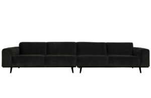 WOOOD Černá manšestrová čtyřmístná pohovka Twilight 372 cm