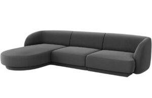 Tmavě šedá sametová rohová pohovka MICADONI Miley 255 cm