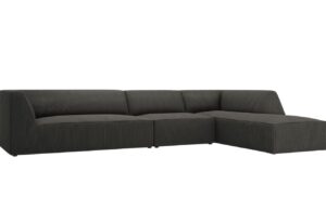 Tmavě šedá manšestrová rohová pohovka MICADONI Ruby 366 cm