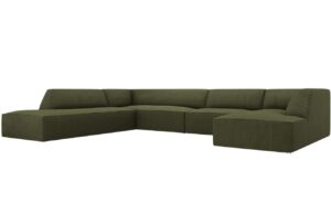 Zelená manšestrová rohová pohovka MICADONI Ruby II. 366 cm