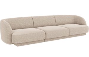 Béžová žinylková trojmístná pohovka MICADONI Miley 255 cm