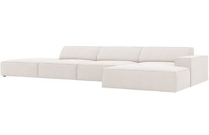 Béžová látková rohová pohovka MICADONI Jodie 341 cm