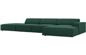 Zelená látková rohová pohovka MICADONI Jodie 341 cm