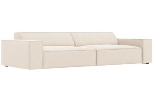 Béžová sametová čtyřmístná pohovka MICADONI Jodie 244 cm