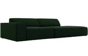 Lahvově zelená sametová pohovka MICADONI Jodie 262 cm