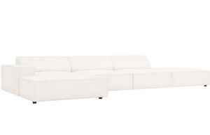 Béžová bouclé rohová pohovka MICADONI Jodie 341 cm