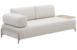 Béžová čalouněná třímístná pohovka Kave Home Compo II. s velkým stolkem 252 cm