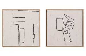 Set dvou abstraktních obrazů Kave Home Neyra II. 30 x 30 cm