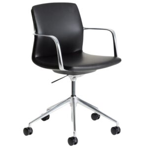 Kave Home Černá koženková konferenční židle Nerlan