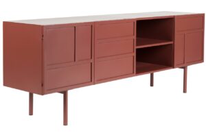 White Label Červená kovová komoda WLL DAVIS 105 x 36 cm