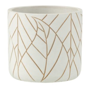 Bílo-zlatý keramický květináč J-line Ledio 14 cm